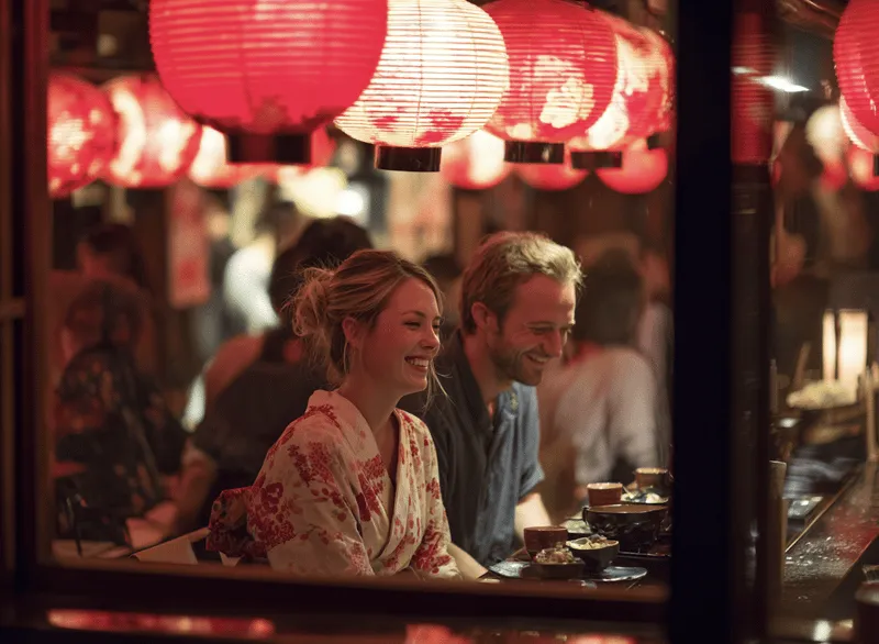Lantern-lit alley eatery in the Gion geisha district visited on an evening kyoto food tour in Kyoto, Japan